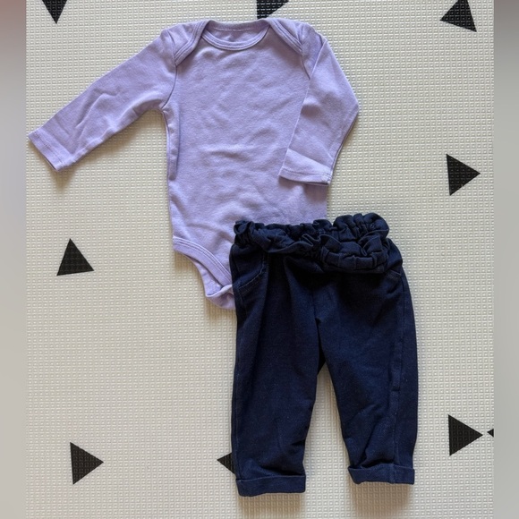 Okie Dokie|Baby girl pastel Purple Long Sleeve Onesie and jeggings outfit•••6M - Picture 3 of 5